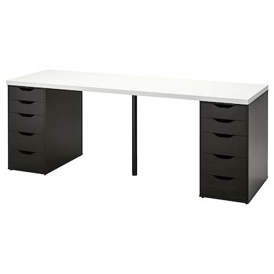 LAGKAPTEN / ALEX desk, white/black-brown, 200x60 cm (783/4x235/8") - IKEA