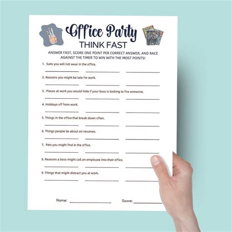 Think Fast Office Game, Workplace Game for Adults, Team Building Game ...