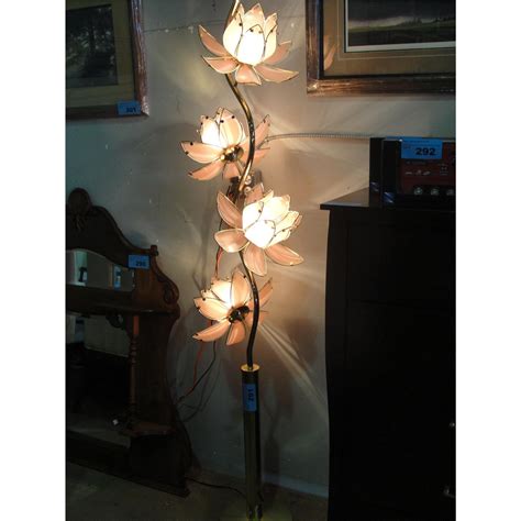 Brass and glass tulip floor lamp