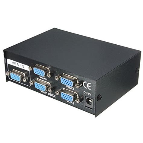Vga Splitter 4 Way Distributor, 1 Pc to 4 Monitors Image Sharing Box ...