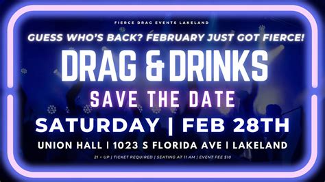 Drag & Drinks | Sat, 02/28 @ 11am | Union Hall Lakeland, Union Hall ...