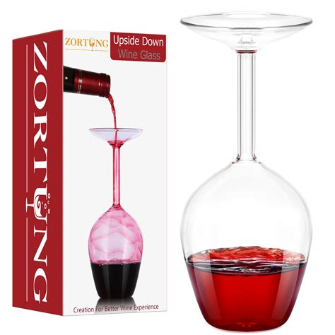 Amazon.com | ZORTUNG Upside Down Wine Glass Unique Cute Fancy and Funny Red and White Long Stem ...