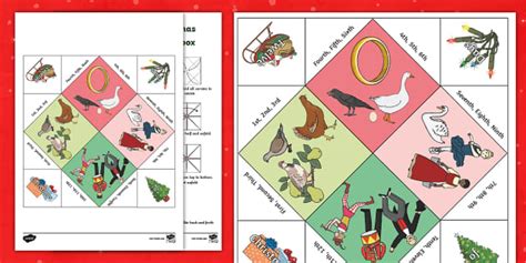 12 Days of Christmas Fortune Teller Chatterbox Template