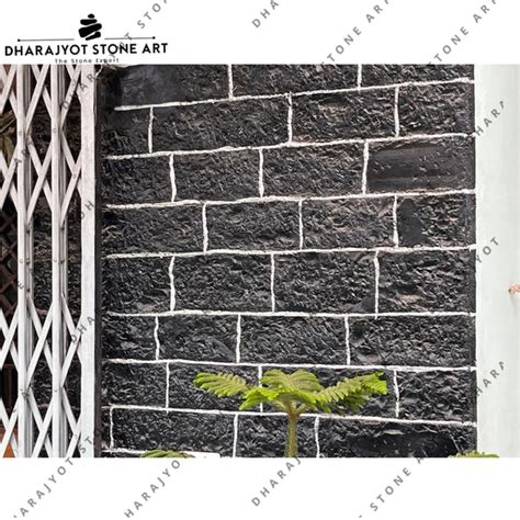 Textured Elegant Black Basalt Stone Wall Cladding – Dharajyot Stone Art