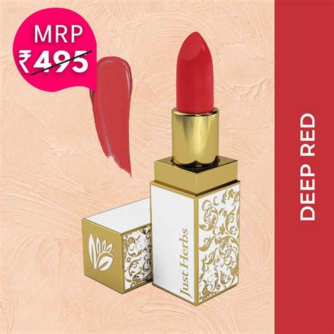 Just Herbs Enriched Ayurvedic Lipstick - Deep Red - Half size