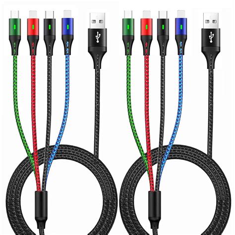 YTLUSN 6Ft Multi USB Charging Cable 3A, 3-in-1 Charger Cord with IP ...