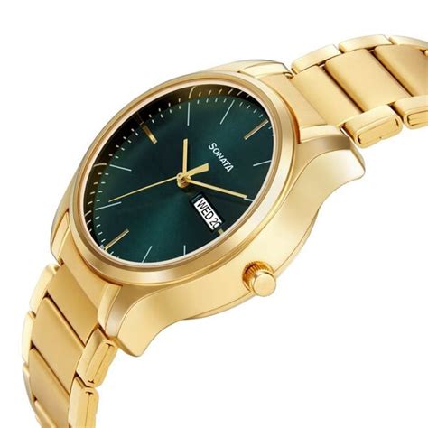 Buy Online Sonata Quartz Analog with Day and Date Green Dial Stainless ...