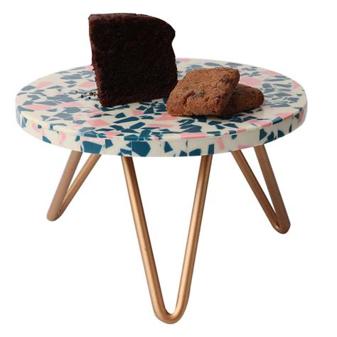 Speckly Affair Wood And Resin Cake Stand With Iron Legs