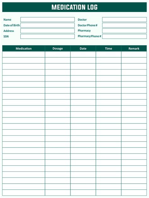 Medication Log Sheet - 10 Free PDF Printables | Printablee | Medication ...