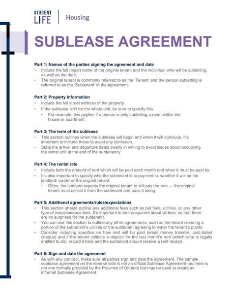 Free Printable Sublease Agreement Templates [Word, PDF]