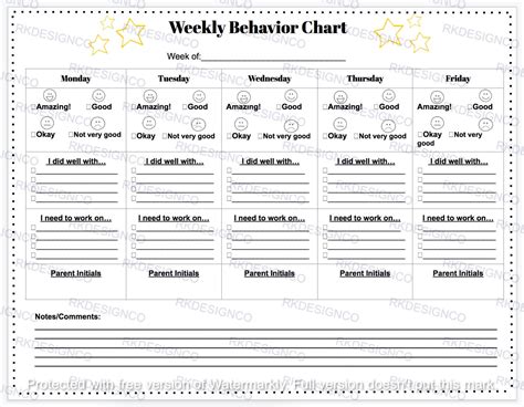 Image result for Weekly Behavior Chart Elementary