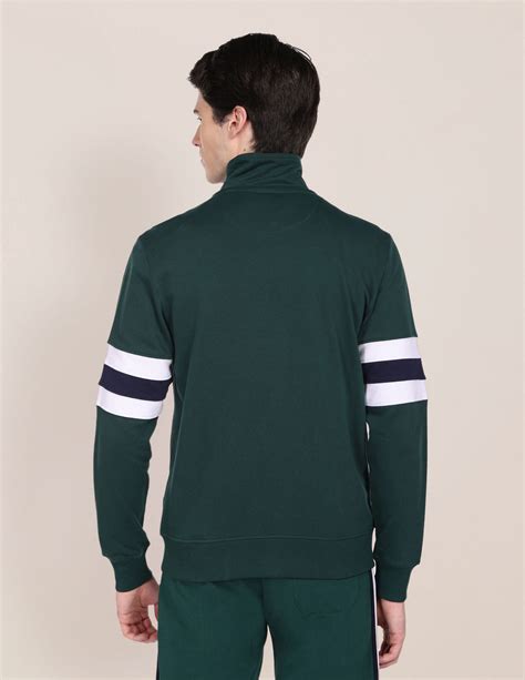 Buy Men High Neck Zip Up Sweatshirt Green|U.S. Polo Assn. India