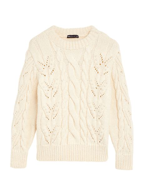 Buy Embellished Cable Knit Crew Neck Jumper at Marks & Spencer