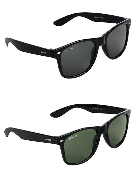 Buy Creature Black & Green Sunglasses Combo For Men & Women with UV ...