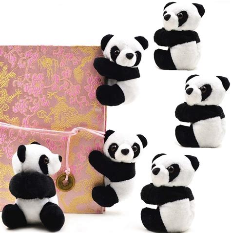 SUSHAFEN 6Pcs Finger Panda Plush Panda Clips Curtain Holder Note Clip ...