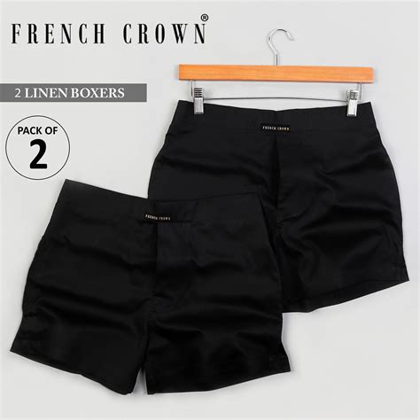 Two Black Plain Solid Premium Linen Boxers For Men