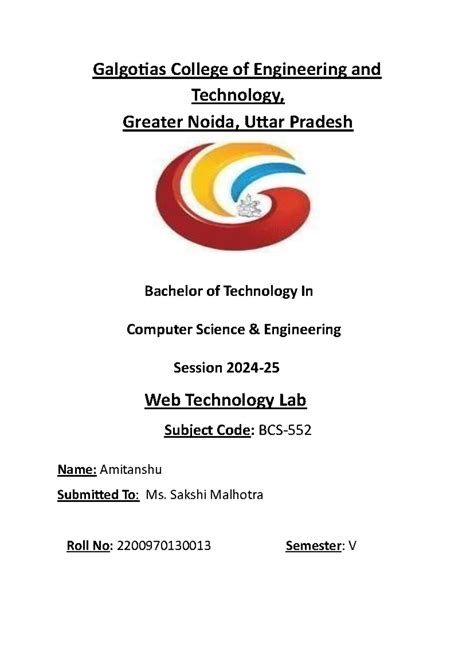 Ayush mishra Web Technology - Galgotias College of Engineering and ...