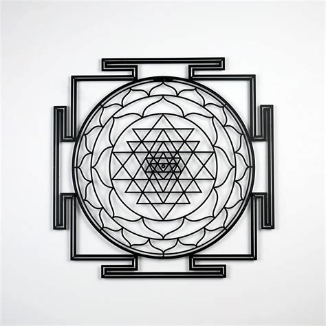 IWA CONCEPT Sri Yantra Sacred Geometry Metal Wall Decor, Unique Modern ...