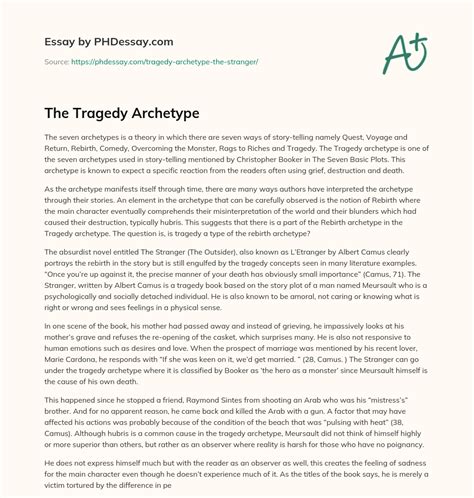 The Tragedy Archetype Example - PHDessay.com