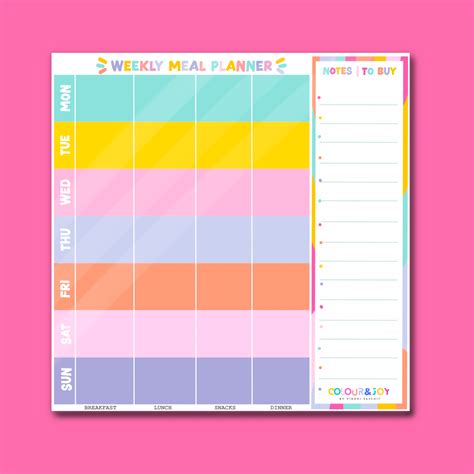Weekly Meal Planner Large - 12"x12" – Colour And Joy