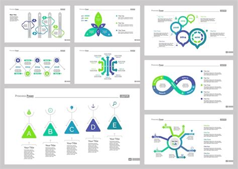 Eight business slide templates set | Free Vector