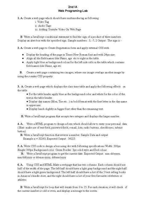 2nd IA Web Programming Lab Practical Assignments and Tasks - Studocu