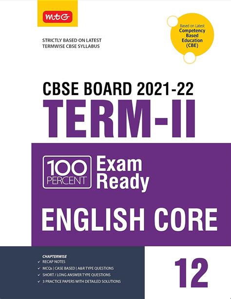 MTG 100 Percent Exam Ready English Term 2 Class 12 Book for CBSE Board ...