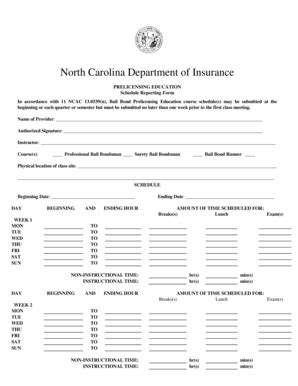 Fillable Online PRELICENSING EDUCATION. PLE Schedule Reporting Form Fax ...