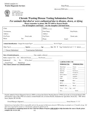 Fillable Online Chronic Wasting Disease Testing Submission Form For Fax ...