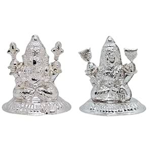 DARSHRAJ 925 Sterling Silver Pure Ganesh Laxmi Murti Idol Combo Pack of ...