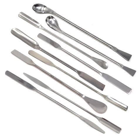 Stainless Steel Lab Spatula Set 9 Pcs Micro Sampling Scoop Spoon with ...