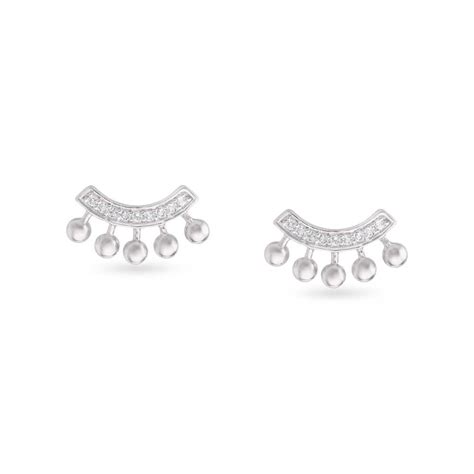 Buy Mia by Tanishq Gleaming Arc White 92.5 Silver Stud Earring for ...
