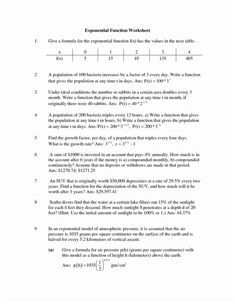 Image result for Exponential Word Problems Worksheet PDF
