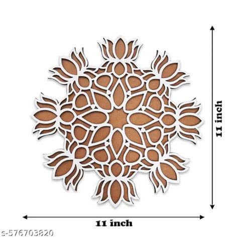 PresentAura 12 Inch Reusable Wooden Rangoli Stencil Mat – Easy to Use ...