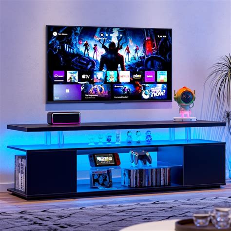 Sunrinx Modern/Contemporary Black Tv Stand Integrated Tv Mount ...