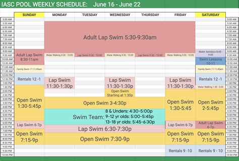 Schedule – Innis Arden Swimming Club