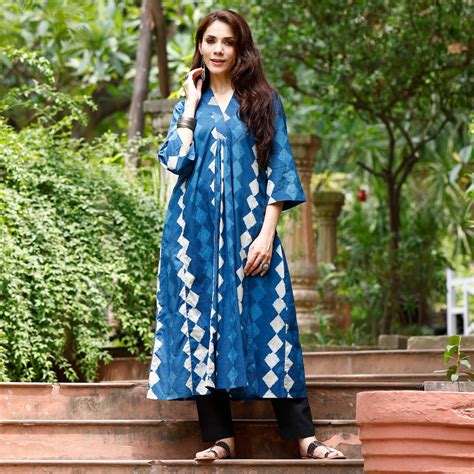 Luna Indigo Cotton Kurta – Kameez.co