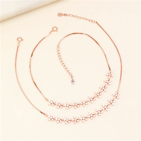 Silver Rose Flower Anklet | Silversheen