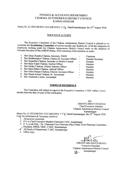 Re-constitution of Scrutinizing Committee of service records and pay ...