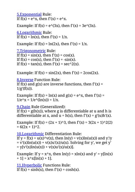 Image result for Basic Differentiation Formulas