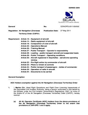 Fillable Online scaa Regulation Air Navigation (Overseas - scaa Fax ...