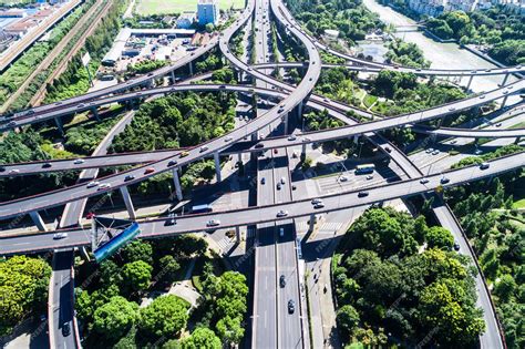 Premium Photo | Aerial view massive highway intersection stack ...