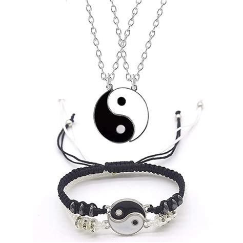 Buy Finduat Yin Yang Friend or Couple Bracelet with Necklace Set, 2 ...