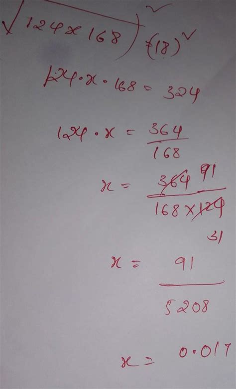 [tex] \sqrt{124 x 169} = 18[/tex] - Brainly.in