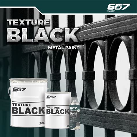 Transrich 607- Texture Black Metal Paint-Cat Besi-5 Litre Paint- Similar Powder Coating Effect ...