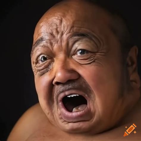 Humorous image of a man with a big belly from eating pie