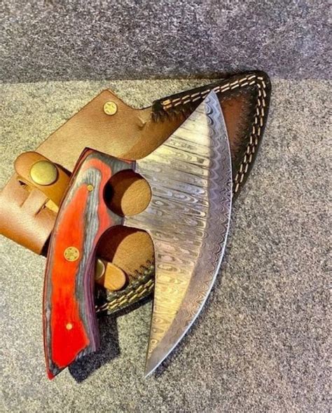 Alaskan Ulu Kitchen Knife, Handmade Damascus Steel Ulu Knife, Kitchen ...