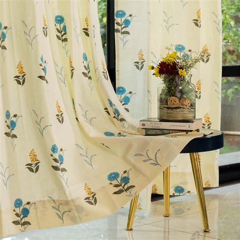 100% Cotton Room Darkening Curtains, Cotton Coneflower Blue | Urban Space