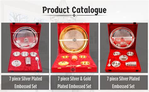 Indian Art Villa Silver Plated Embossed Design Dinner Thali Dinnerware ...