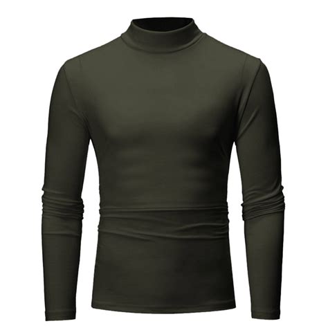 Men's Slim Fit Basic Turtleneck T Shirts Casual Knitted Pullover ...
